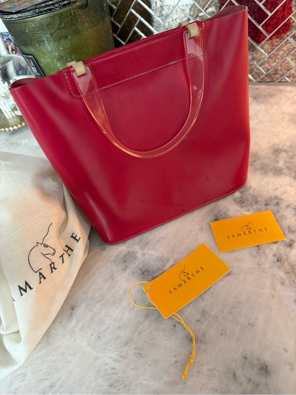 Red Leather Lamarthe Purse